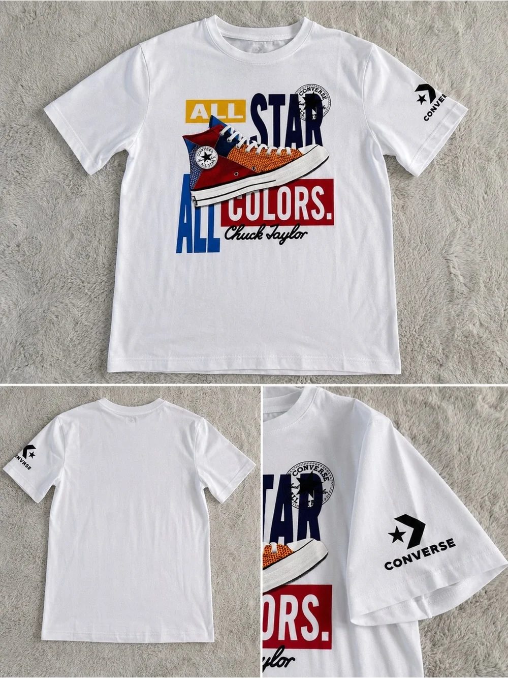 Converse White Tee with Multicolor Sneaker Graphic